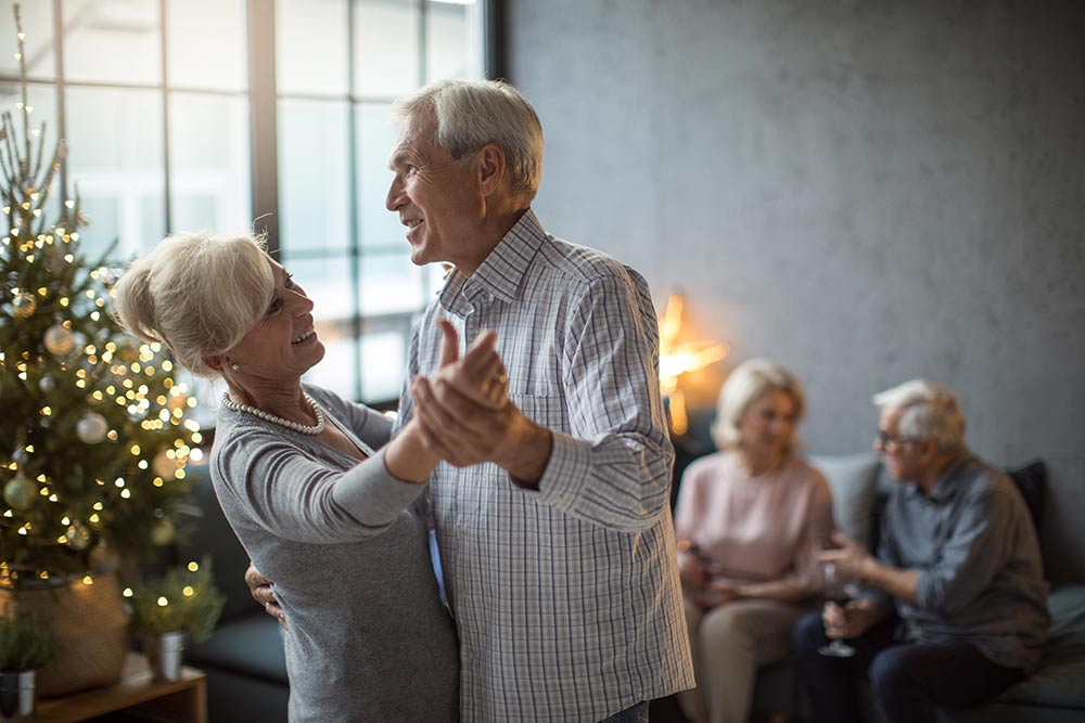 Older couple enjoying the holidays safely