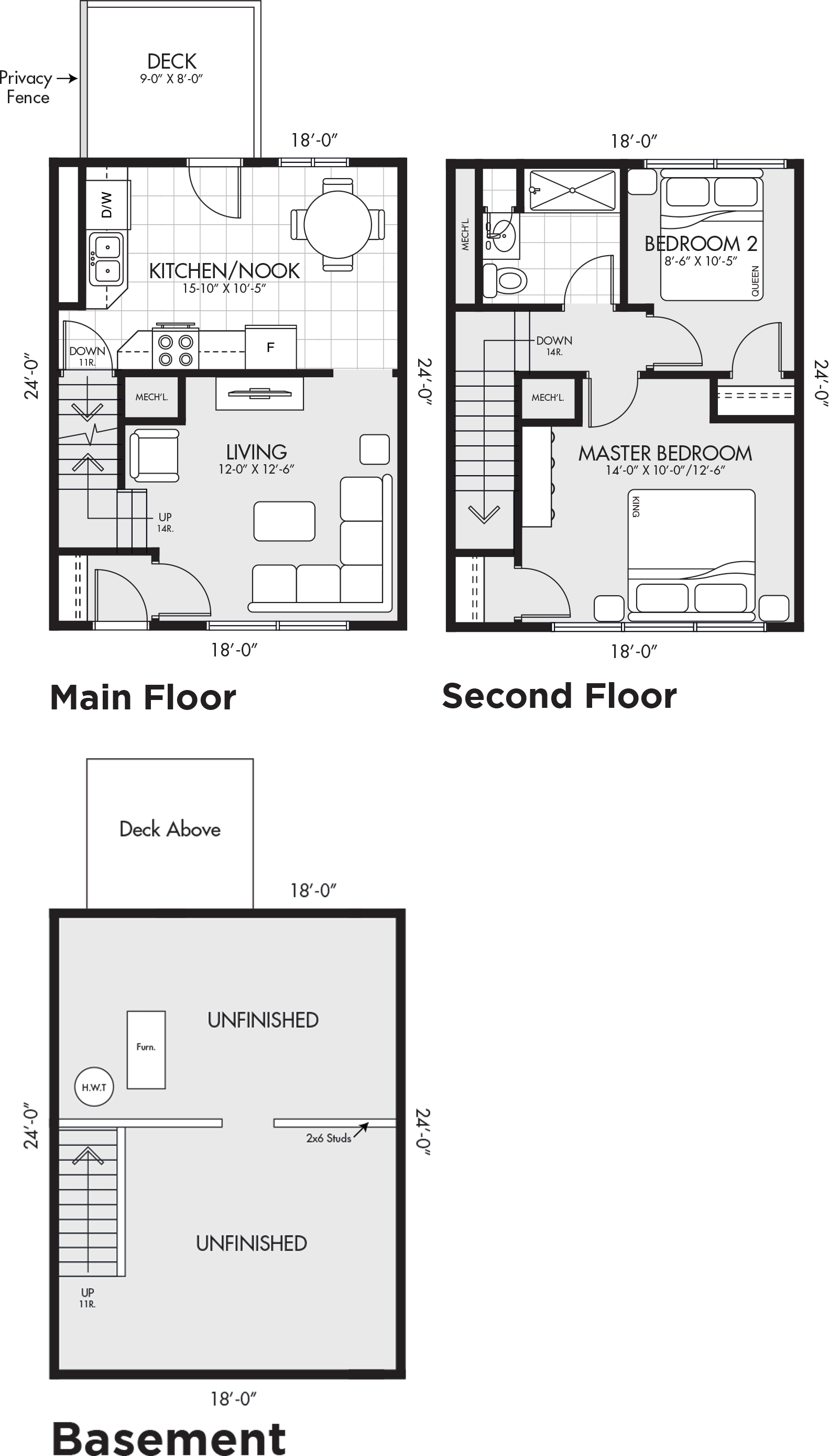 Southwoods Townhome 2 Bedroom Floor Plan